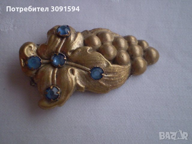 Стара красива щипка брошка  бронз, снимка 2 - Антикварни и старинни предмети - 39277557