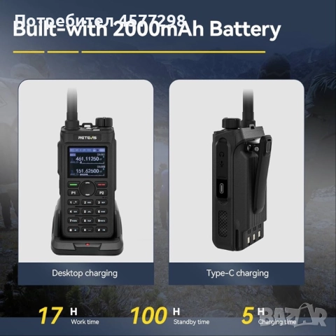 Retevis c62 -Уоки-Токи с двойна лента професионално с LSD екран, снимка 6 - Друга електроника - 52469550