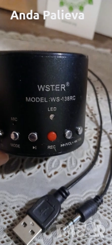 Портативната колонка WSTER Model WS-138RC, LED.