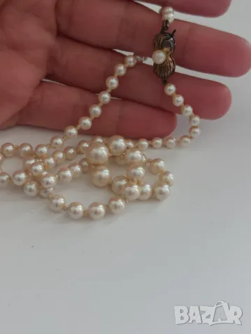 Колие с естествени перли и сребърна закопчалка, снимка 4 - Колиета, медальони, синджири - 50392982