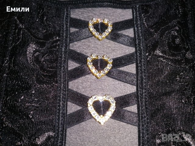 Прозрачен дантелен корсет под бюста с презрамки и сърца с кристали р-р S, снимка 14 - Корсети, бюстиета, топове - 43550337