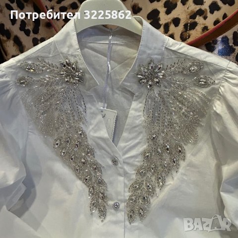 Луксозна дамска риза с кристали, снимка 2 - Ризи - 44029416
