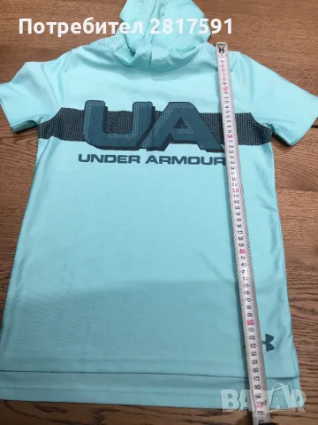 Детска оригинална спортна тениска с качулка Under Armour, размер М, снимка 2 - Детски тениски и потници - 49935560