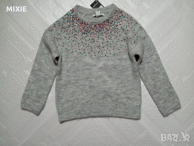 Нов детски пуловер с пайети, снимка 2 - Детски пуловери и жилетки - 27740680