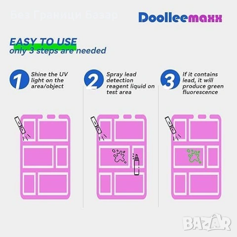 Нов Комплект за домашен тест за олово – спрей 60 ml – UV видим резултат, снимка 6 - Други стоки за дома - 53521678