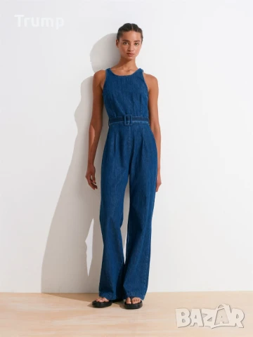 Елегантен Дънков гащеризон с колан - тъмносин, снимка 3 - Гащеризони - 50787656