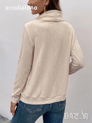 Дамска блуза с текстурирана яка с гъста яка - 024, снимка 5 - Блузи с дълъг ръкав и пуловери - 43627991