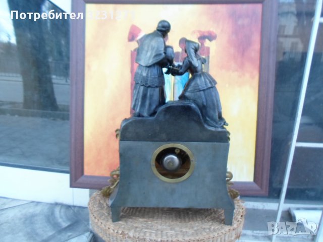 Рядък Каминен Часовник Бронз/Мрамор/Франция/ЛУИ 16/.0к.1850, снимка 6 - Антикварни и старинни предмети - 35601152