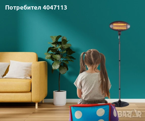 Кварцова печка, стояща 2000W, снимка 4 - Отоплителни печки - 51387837