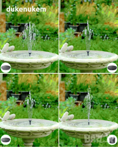 Соларен фонтан Biling 1.5W – 6 дюзи, филтър, стъклен панел, снимка 4 - Градински мебели, декорация  - 52711184