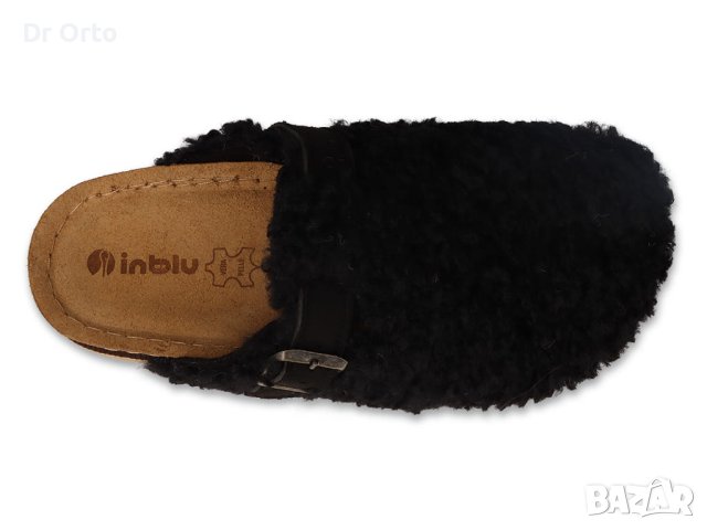 Inblu Луксозни дамски домашни чехли с кожена стелка, Черни, снимка 4 - Пантофи - 43393851