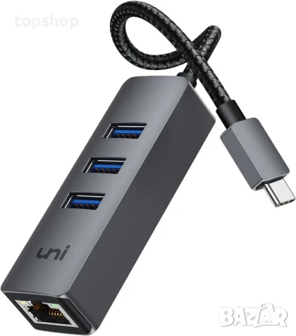 Чисто нов УСБ Хъб UNI USB-C to Ethernet Adapter, USB-C Hub with RJ45