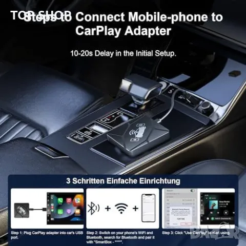 Нов  2 в1 Безжичен CarPlay и Android Авто Адаптер кола телефон автомобил, снимка 5 - Друга електроника - 49292051