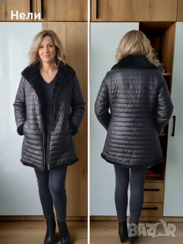 Двулицево дамско палто еко пух. , снимка 12 - Якета - 53130924