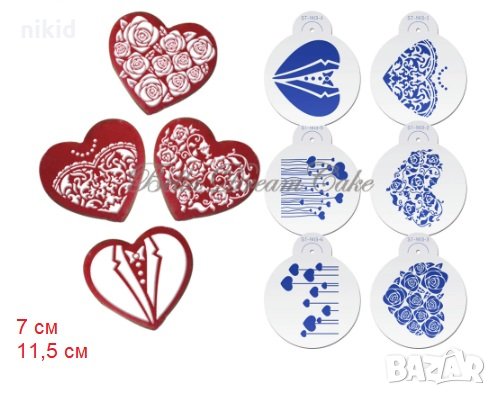 6 бр сърца рози костюм стенсил шаблон спрей за бисквитки чаша украса кекс