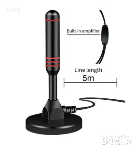 Стайна антена магнит за цифрова и аналогова телевизия, вграден усилвател - Гаранция 12 месеца , снимка 2 - Приемници и антени - 48523815