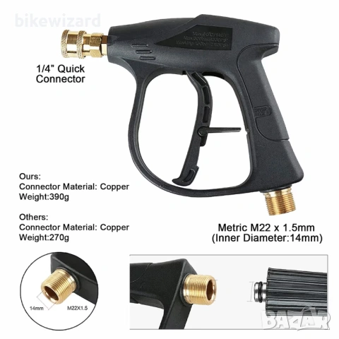 Пистолет за пяна за водоструйка, 1 литър, регулируем накрайник за пяна, 1/4 инча+5 накрайника НОВО, снимка 5 - Парочистачки и Водоструйки - 53434868