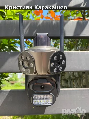 Тройна Външна WiFi Камера с три ектрана 10MP, ICSee, снимка 2 - IP камери - 50374738