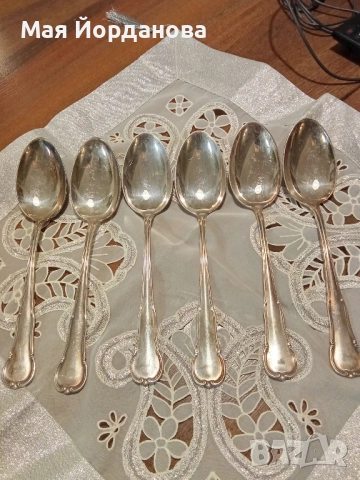 Продадени. Посребрени лъжици, немски 6 бр.цена 28 лв.