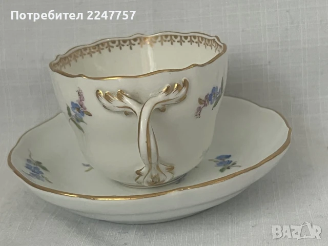 Чаша и чинийка Meissen – оригинален порцелан, Германия, около 1934–1945 г, снимка 1