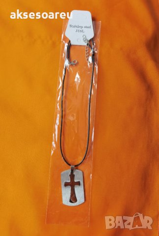 Ново колие с каишка медальон с висулка кръст в метална плочка модни бижута за подарък за Свети Вален, снимка 12 - Колиета, медальони, синджири - 38319851