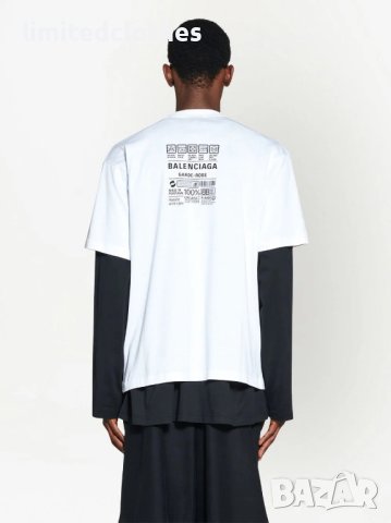 BALENCIAGA White Garde-Robe Care Label Logo Oversized Мъжка / Дамска Тениска size XS (М) и M (L), снимка 1 - Тениски - 42978941