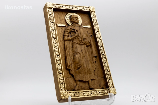 Релефна икона на свети Владимир от масивен дъб, снимка 2 - Икони - 53224750