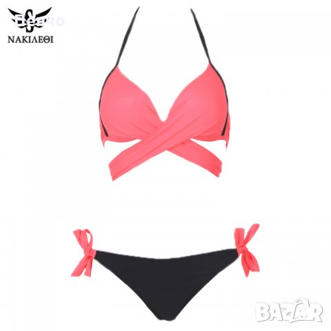 2022 Секси дамски бански костюм горнище кръст превръзка бикини комплект плажен бански костюм за плув, снимка 17 - Бански костюми - 28038273