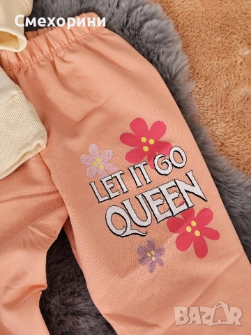 Детски памучни комплекти Елза, цвят пудра, за момиченца от 3г до 8г , снимка 5 - Детски комплекти - 52480861