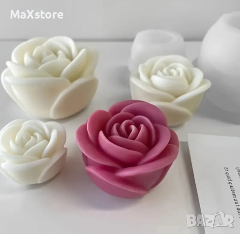 3D 3 размера роза рози Силиконов молд форма за свещи гипс сапун смола фондан 