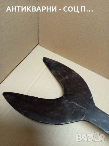 Стар Ръчно Кован Инструмент За Подрязване На Житни Класове Снопи Сено., снимка 5 - Антикварни и старинни предмети - 51032902