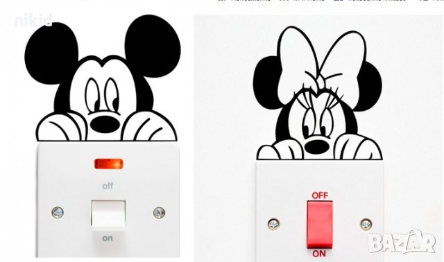 Черен Мики  Маус стикер за контакт ключ на лампа копчето, снимка 2 - Други - 28720658