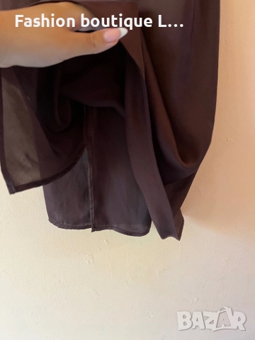 Сатенена кафява рокля с кръстосани презрамки на гърба с регулируема дължина S / M размер 🤎🤎🤎🤎🤎, снимка 4 - Рокли - 52235969