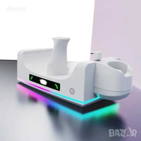 Зареждаща докинг станция за Meta Quest 3S/Quest 3, бяла, снимка 6 - Друга електроника - 49335740