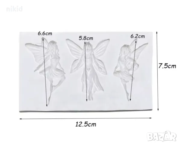 3 големи феи фея пеперуди силиконов молд форма за декорация торта фондан шоколад и др, снимка 3 - Форми - 18088841