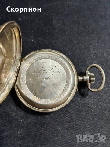 Швейцарски СРЕБЪРЕН джобен часовник 1901г.  - 10 РУБИНА -  ПРОМОЦИЯ, снимка 9 - Джобни - 48366714