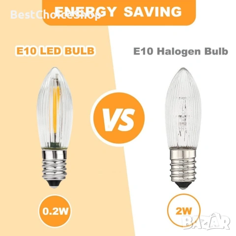 10 броя комплект Димируеми E10 LED крушки COB 0.2W 10–55V топъл цвят 15 000 часа, снимка 7 - Крушки - 53406801