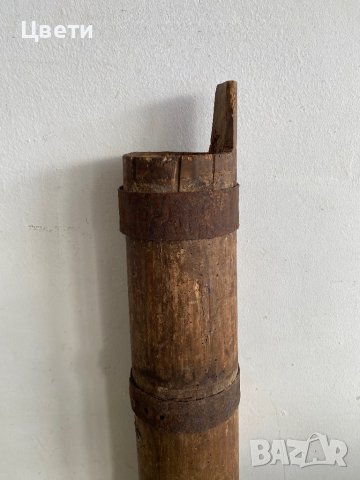 Стара, дървена бучка с метален обков, снимка 9 - Антикварни и старинни предмети - 43924626