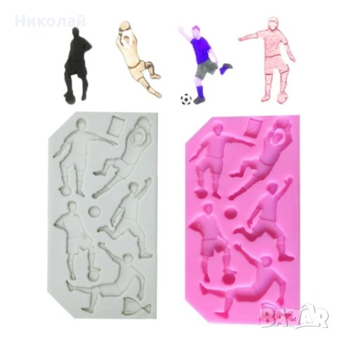 Силиконов молд 5 футболиста с топка и купа декорация на торта фондан футбол , топки футболисти, снимка 3 - Форми - 43241570