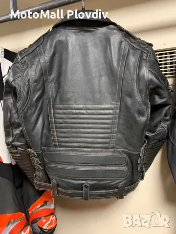 Кожено чопърско яке Motomall мото чопър естествена кожа яке мотор, снимка 12 - Аксесоари и консумативи - 49194815