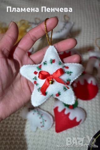 коледни играчки от филц, снимка 2 - Декорация за дома - 52749323