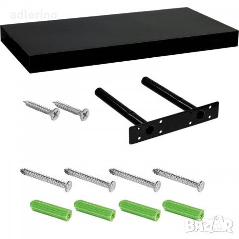 Стеннен рафт "Volto", рафт за стена, 70 см, черен гланц, снимка 6 - Етажерки - 34447434