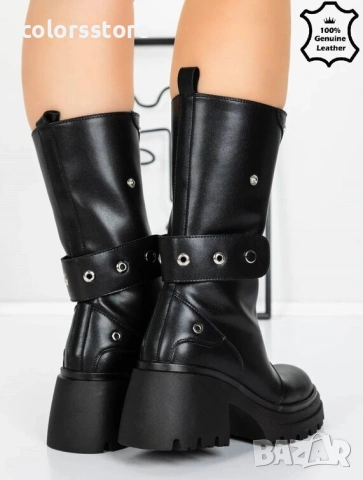 Боти на ток - черна ЕСТЕСТВЕНА кожа - 52AD5 , снимка 2 - Дамски боти - 53094947