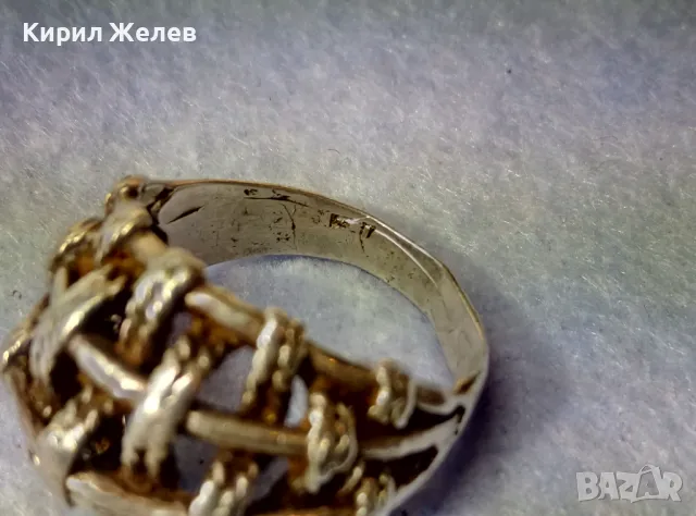 СТАР АЖУРЕН СРЕБЪРЕН ПРЪСТЕН СРЕБРО ВИСОКА ПРОБА с ИНИЦИАЛИ на МАЙСТОРА БП РЪЧНА РЕТРО РАБОТА 49966, снимка 11 - Антикварни и старинни предмети - 49274757