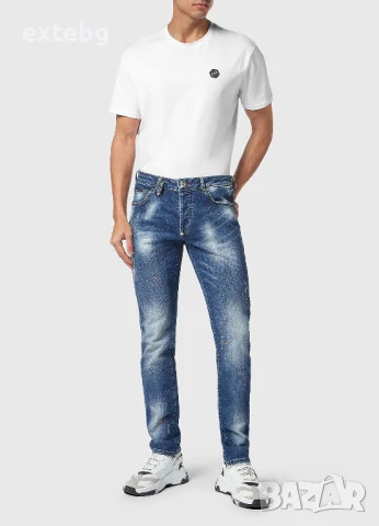 PHILIPP PLEIN оригинални сини мъжки дънки разм.40, снимка 3 - Дънки - 51280433