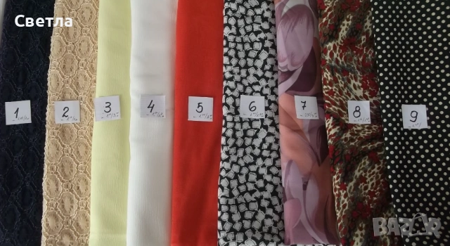 Дантела, ликра, коприна. Платове черни. Всяко с цена