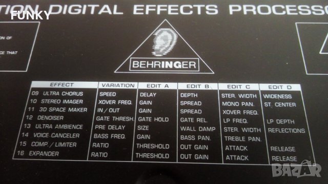 Behringer Modulizer Pro DSP1200P / 24 - bit Effects Processors, снимка 12 - Ресийвъри, усилватели, смесителни пултове - 39366506
