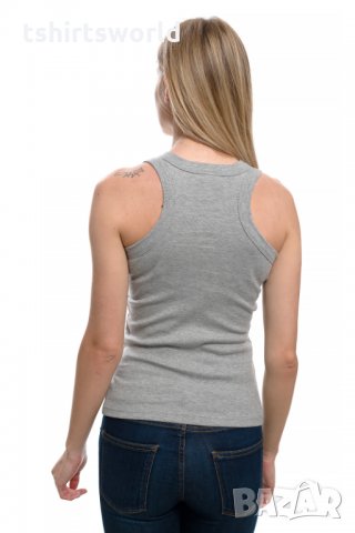 Нов дамски сив потник с 3D трансферен печат Котка със сини очи, Х-гръб, снимка 3 - Потници - 33288703