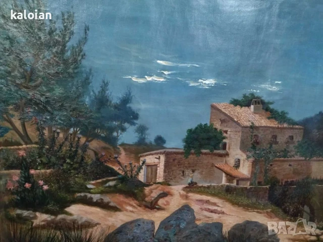 Esteban Alcantarilla Escamilla (1865-1936) Огромна антикварна картина изобразяваща пейзаж от винарск, снимка 7 - Антикварни и старинни предмети - 51317027