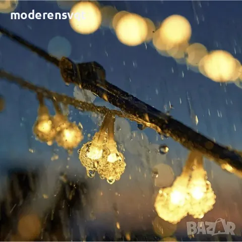 Соларен градински гирлянд топки 12 метра, снимка 4 - Соларни лампи - 49861983